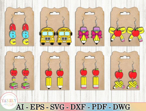 Back to School Earrings SVG Bundle