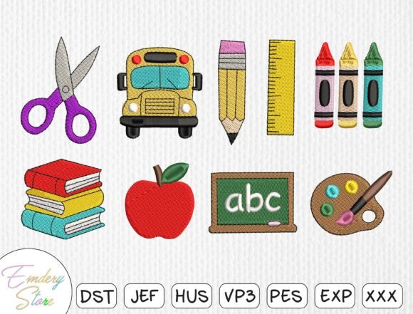 Back to School Embroidery Design Set