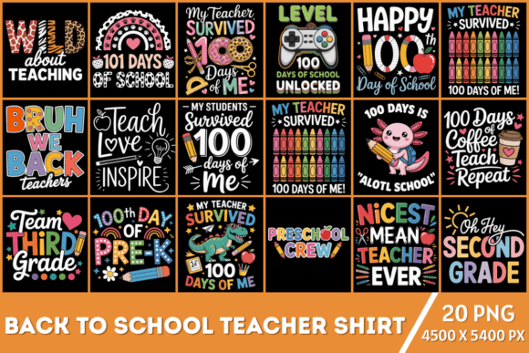 Back to School Teacher PNG Shirt Bundle