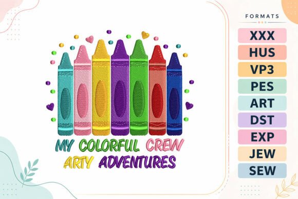 Colorful Crew Back to School Embroidery Design
