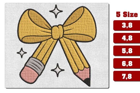 Pencil Bow Back to School Embroidery Design