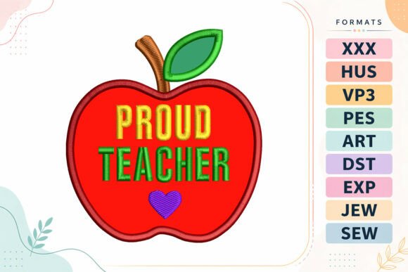 Proud Teacher Apple Applique Design